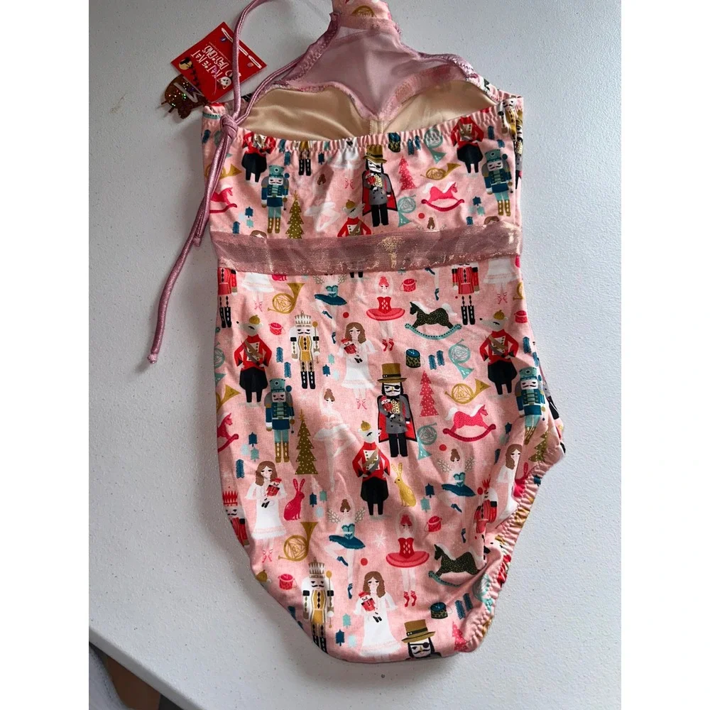 Katie Kat Designs Nutcracker Pink Leotard Halter Dancewear Christmas Ballet NWT